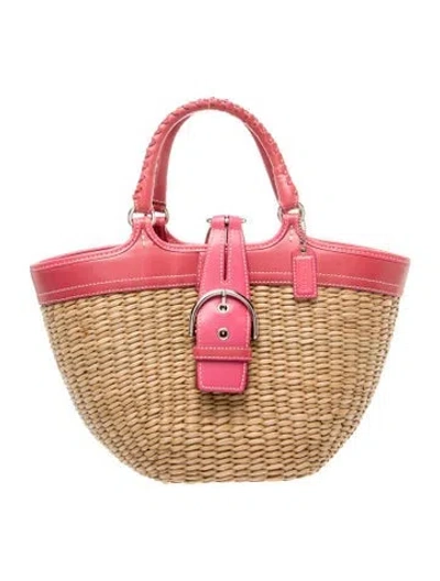 Pre-owned Coach Straw Top Handle Bag In Neutral