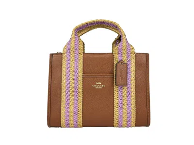 Coach Straw Web Smith 24 Tote Bag Purse In Brown