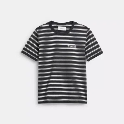 Coach Striped Signature Ringer T-shirt In Organic Cotton In Multi