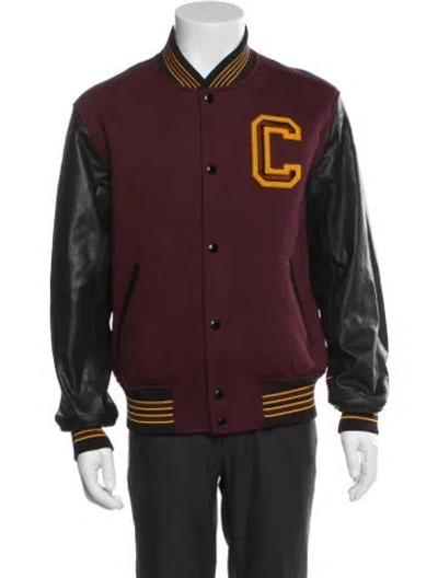 Pre-owned Coach Striped Varsity Jacket In Burgundy