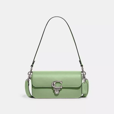 Coach Studio Baguette Bag In Silver/pale Pistachio