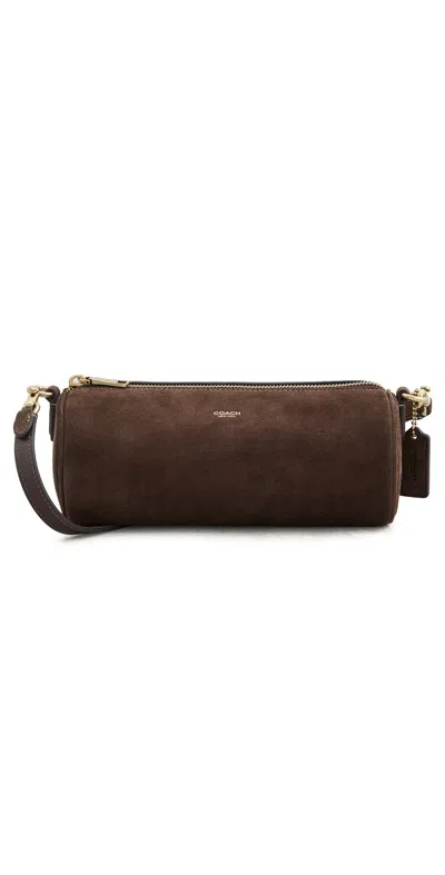 Coach Suede Barrel Bag Dark Chocolate In Brown
