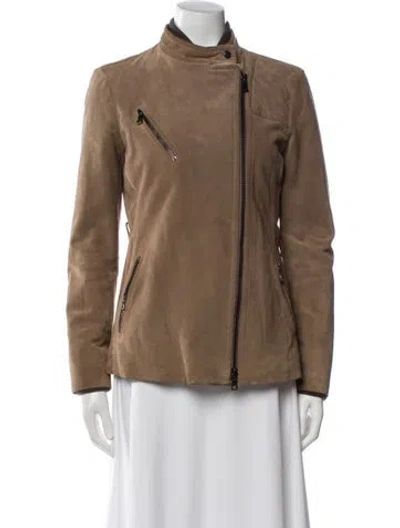 Pre-owned Coach Suede Biker Jacket In Brown