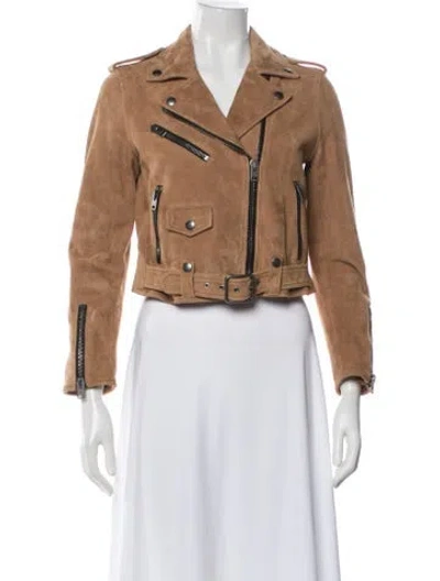 Pre-owned Coach Suede Biker Jacket In Neutral