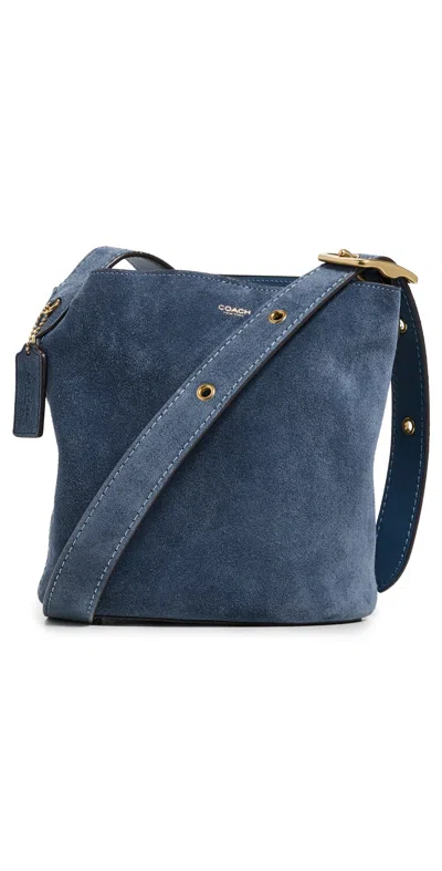 Coach Suede Bleecker Bucket Bag B4/light Denim