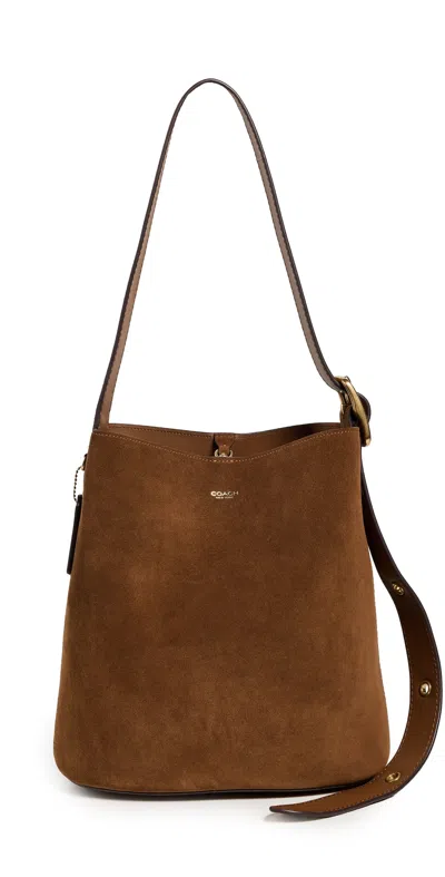 Coach Suede Bleeker Bucket Bag B4/warm Brown