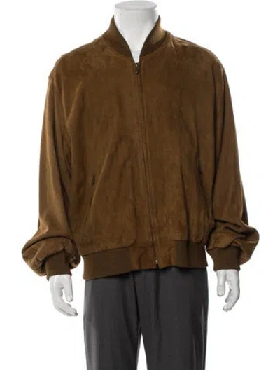 Pre-owned Coach Suede Bomber Jacket In Brown