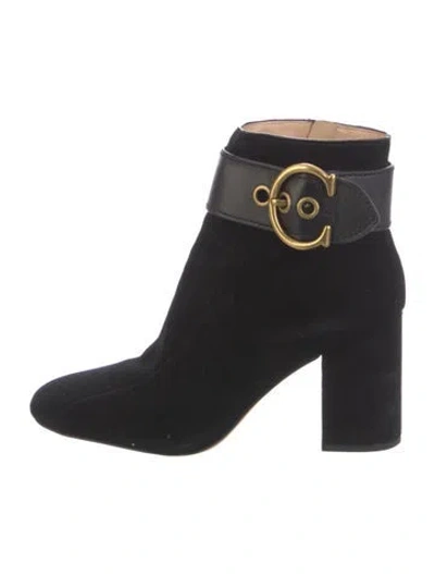 Pre-owned Coach Suede Boots In Black