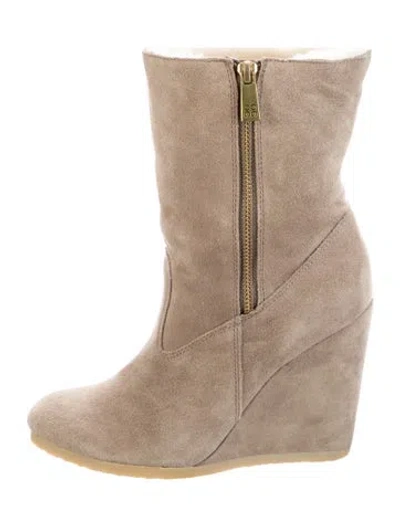 Pre-owned Coach Suede Boots In Brown