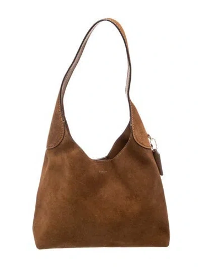Pre-owned Coach Suede Brooklyn 28 In Brown