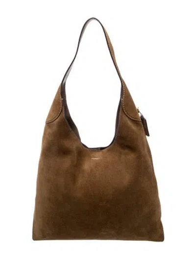 Pre-owned Coach Suede Brooklyn Large In Brown