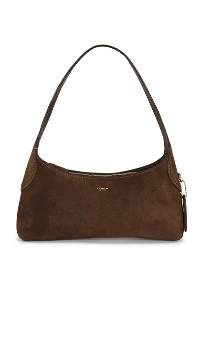 Coach Suede Brooklyn Shoulder Bag 26 In Dark Chocolate