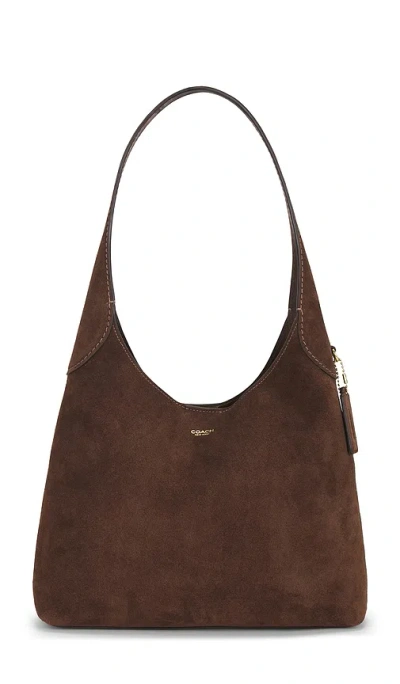 Coach Suede Brooklyn Shoulder Bag 28 In Dark Chocolate