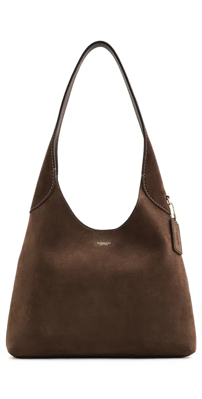 Coach Suede Brooklyn Shoulder Bag Dark Chocolate In Brown