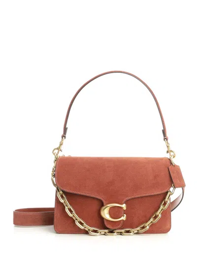 Coach Suede Chain Tabby Shoulder Bag With Chain Shoulder Bags Brown In Black