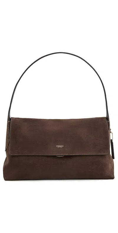 Coach Suede Chelsea Shoulder Bag Dark Chocolate In Brown
