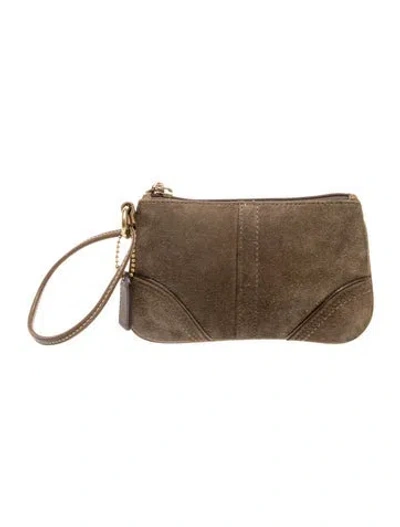 Pre-owned Coach Suede Clutch In Brown