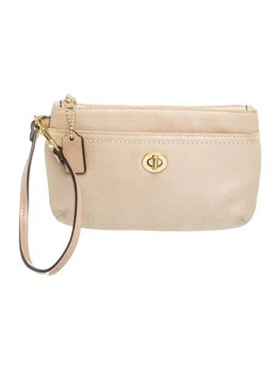 Pre-owned Coach Suede Clutch In Gold/metallic