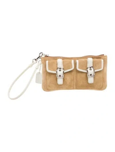 Pre-owned Coach Suede Clutch In Neutral