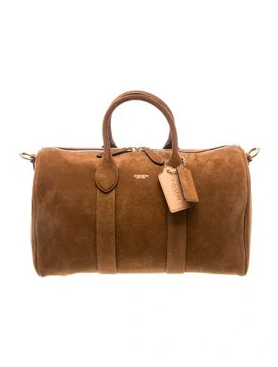 Pre-owned Coach Suede Compass 25 In Brown