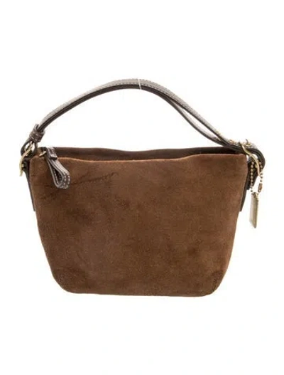 Pre-owned Coach Suede Crossbody Bag In Brown