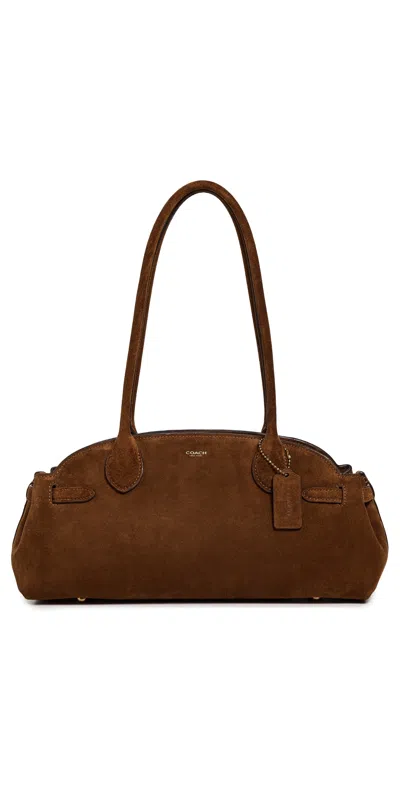 Coach Suede Empire Carryall 34 Tote B4/warm Brown