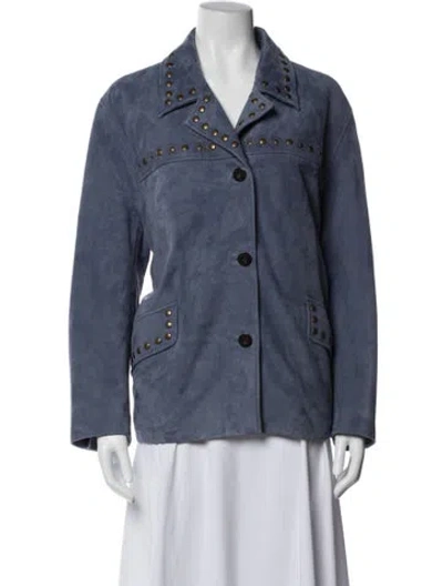Pre-owned Coach Suede Jacket W/ Tags In Blue