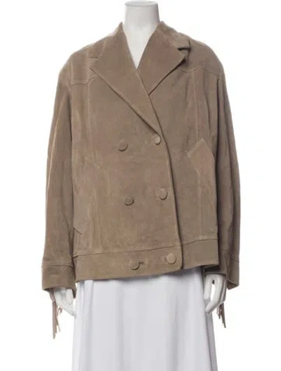 Pre-owned Coach Suede Jacket W/ Tags In Neutrals