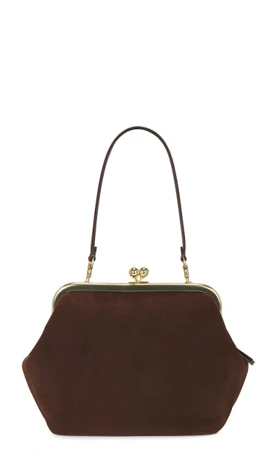 Coach Suede Kisslock Frame Bag 27 In Dark Chocolate
