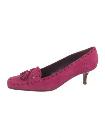 Pre-owned Coach Suede Loafers In Pink