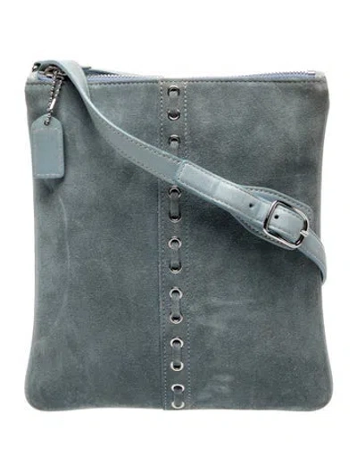 Pre-owned Coach Suede Messenger Bag In Blue