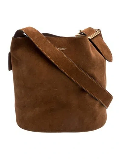Pre-owned Coach Suede Messenger Bag In Brown