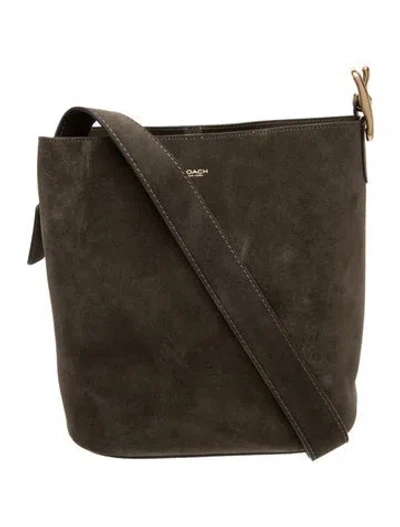 Pre-owned Coach Suede Messenger Bag In Green