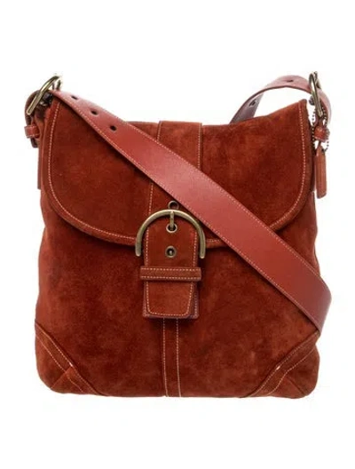 Pre-owned Coach Suede Messenger Bag In Orange