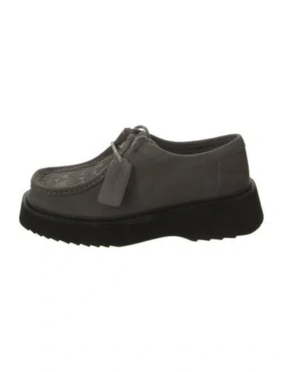 Pre-owned Coach Suede Moccasins In Black