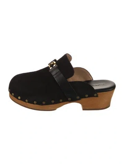 Pre-owned Coach Suede Mules In Black