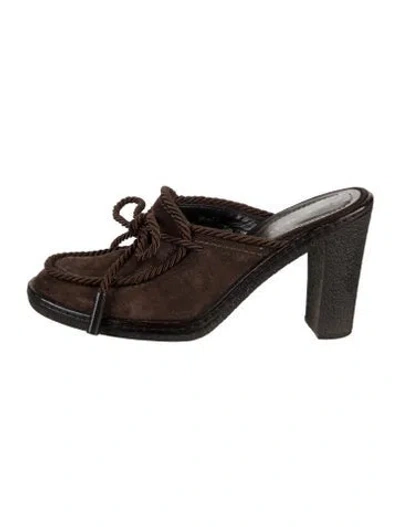Pre-owned Coach Suede Mules In Black