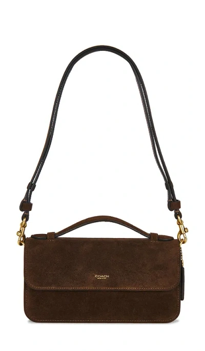 Coach Suede New York Elora Top Handle Crossbody Bag In Dark Chocolate