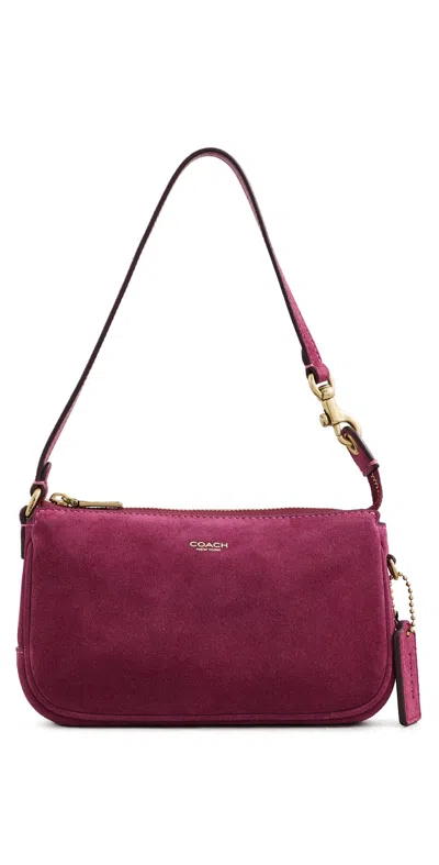 Coach Suede Plaza Shoulder Bag Dark Fuchsia In Purple