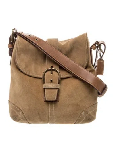 Pre-owned Coach Suede Shoulder Bag In Brown