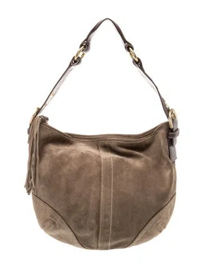 Pre-owned Coach Suede Shoulder Bag In Brown