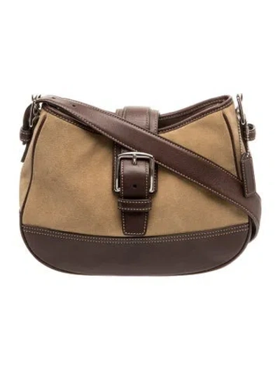 Pre-owned Coach Suede Shoulder Bag In Neutral