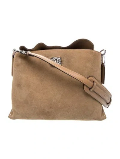 Pre-owned Coach Suede Shoulder Bag In Neutrals