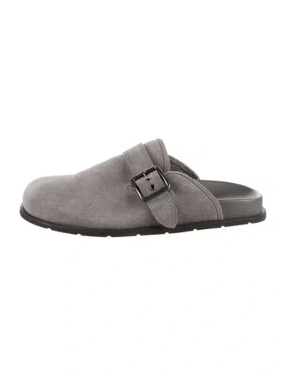 Pre-owned Coach Suede Slides In Gray