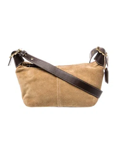 Pre-owned Coach Suede Top Handle Bag In Brown