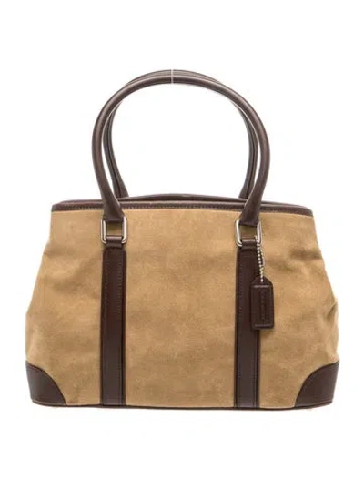 Pre-owned Coach Suede Top Handle Bag In Brown