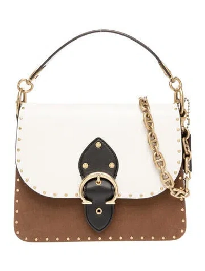 Pre-owned Coach Suede Top Handle Bag In Neutral