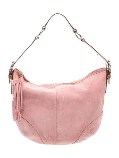 Pre-owned Coach Suede Top Handle Bag In Orange