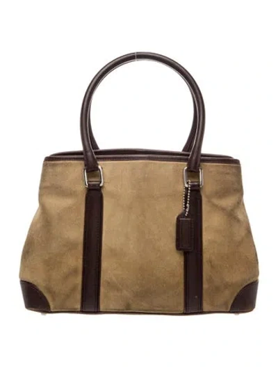 Pre-owned Coach Suede Top Handle Bag In Red