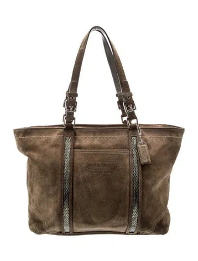 Pre-owned Coach Suede Tote In Brown